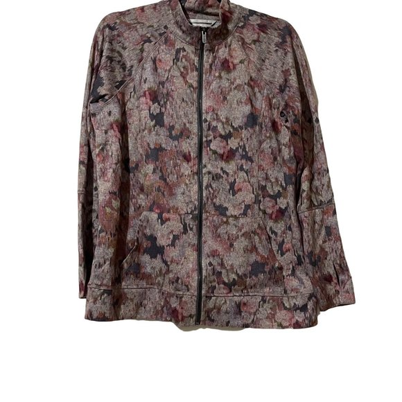 Christopher & Banks size M purple print long sleeve thumb hole full zip jacket - Picture 1 of 8
